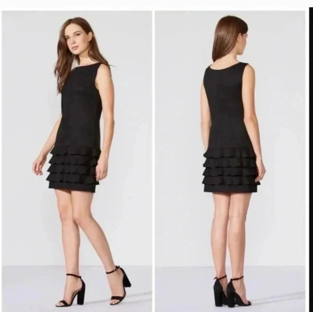 Bailey 44 Deep Dark Woods Ruffled Faux Suede Sleeveless Dress(M)